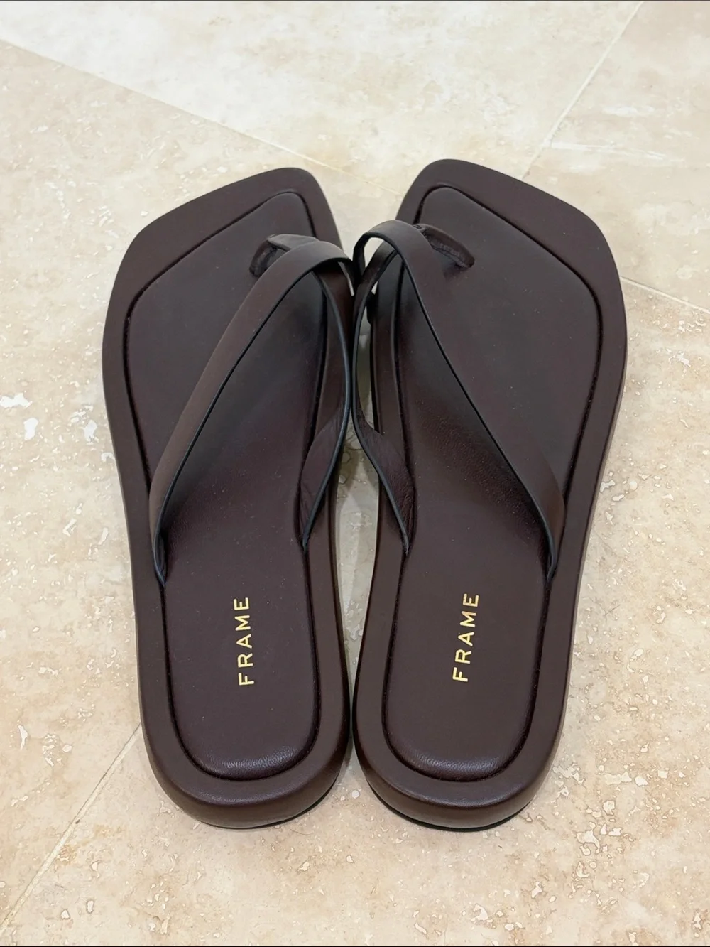 Frame Le Montauk Chocolate Brown Leather Cross Sandals Size 38
